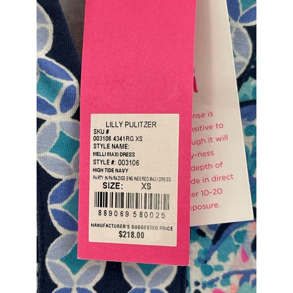 NWT Lilly Pulitzer Melli Maxi Dress Party In Paradise High Tide Navy Size XS - Picture 10 of 12